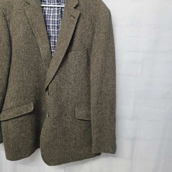 Vintage Jos. A. Bank Green Tweed Blazer Elbow Pads Preppy Classic Office 46L - Picture 4 of 9